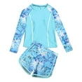 thumbnail image 1 of DJskiyers Boys Girls 2 Pieces Rash Guard Swimsuit Summer Bathing Suit Cute Printed Swimwear Long Sleeve Swim Top and Shorts Beach Wear for 4-10 Years, 1 of 2