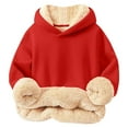 thumbnail image 1 of DJskiyers Boys Girls Winter Sweatshirt Sherpa Lined Warm Pullover Thicken Thermal Hoodies Soft Fuzzy Tops Solid Casual Outerwear, 1 of 2
