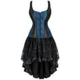 thumbnail image 1 of DJskiyers Corset Dress Plus Size Bustier Skirt Set for Women Masquerade Gothic Stripe Halloween Clothes Lace Cosplay Vintage Dresses, 1 of 2