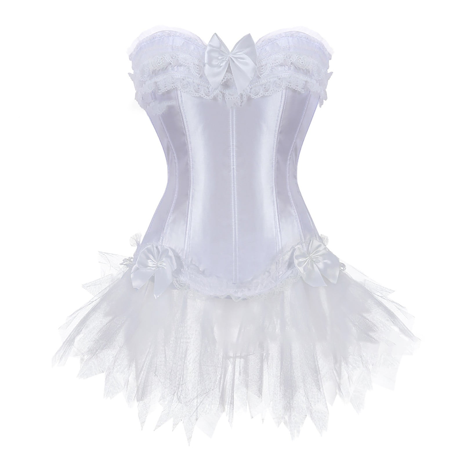 DJskiyers Corset Dress for Women Steampunk Gothic Overbust Corset and Skirt  Set Vintage Plus Size Lace Bow Halloween Dresses - Walmart.com