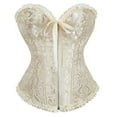 thumbnail image 1 of DJskiyers Corset Tops for Women Plus Size Embroidered Overbust Bustier Longline Lace-up Vintage Corsets Zip Push up Shaperwear Lingerie, 1 of 2