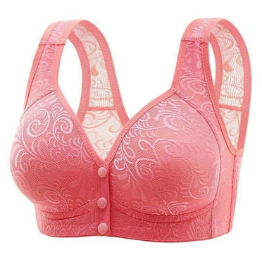 DJskiyers Daisy Bras for Women Comfy Plus Size Bralette Padded Push up Bra Floral No Underwire Bra Mesh Button Front Closure Bras