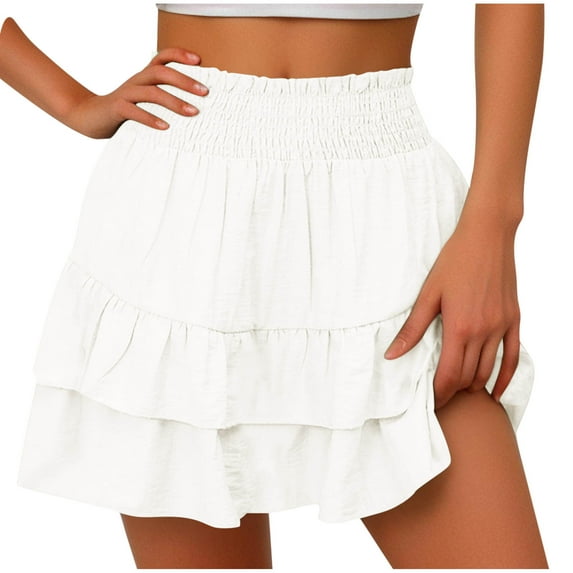 DJskiyers Flowy Skorts for Women Casual Boho Skort Ruffle Mini Skirt High Waist Pleated Skirt Running Tennis Shorts Skorts Swing Skater Skirt