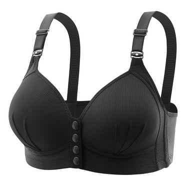 DJskiyers Front Closure Bralette for Older Women Button Full Coverage Bra Comfort Push Up Bras Adjustable Strap Wireless Bra Breathable Daily Bralettes