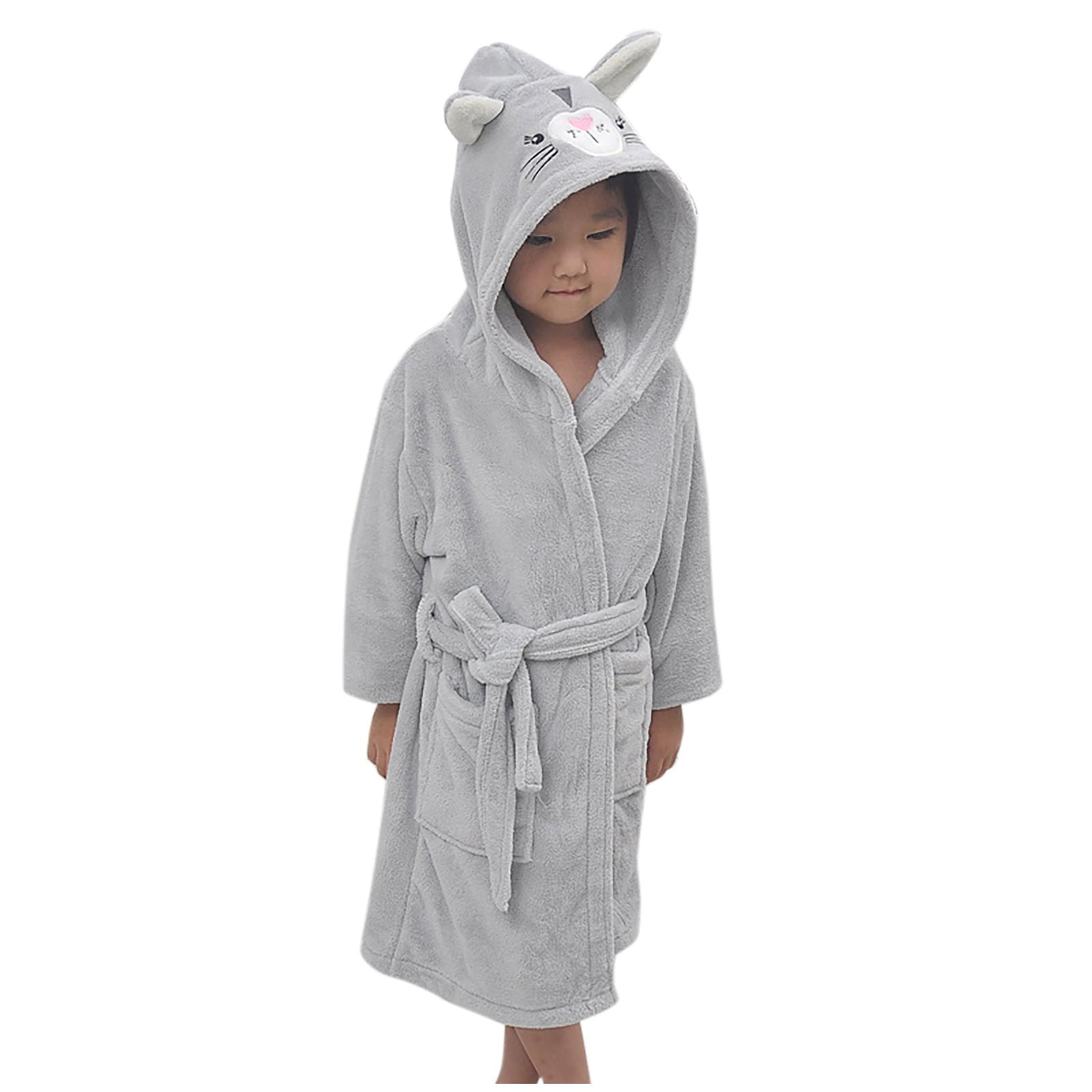 DJskiyers Girl's Bathrobe Animal Hooded Sleeper Robes Thick Thermal ...