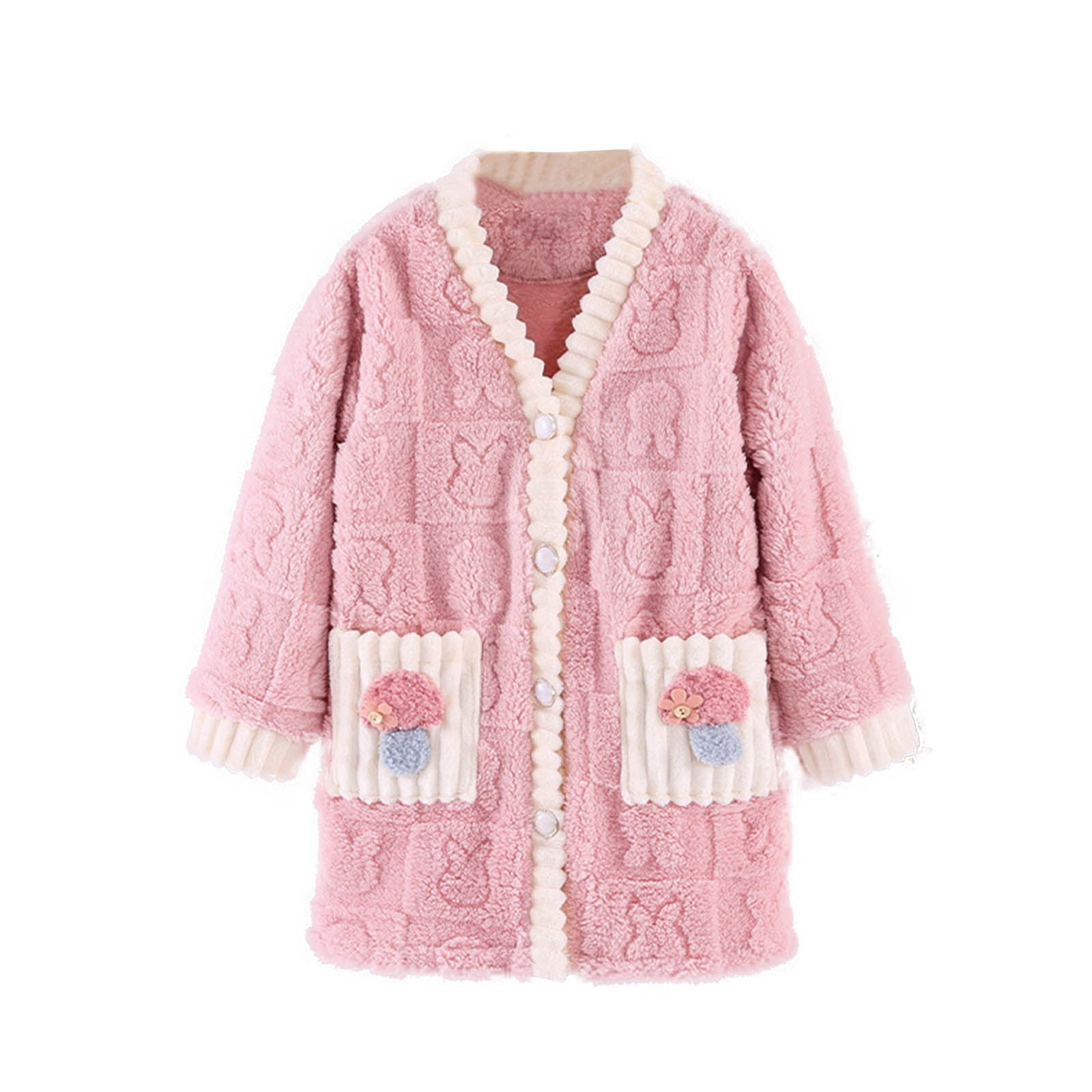 DJskiyers Girl's Cute Robe Soft Winter Bath Robes Comfy Plush Sleep ...