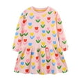 thumbnail image 1 of DJskiyers Girls Long Sleeve Dress Floral Casual Dresses Cute Oversized Spring Dress Comfy Cotton Dresses Striped Tunic Playwear, 1 of 4