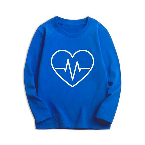 DJskiyers Girls Long Sleeve Shirts Crewneck Casual Pullover Trendy Heart Graphic T-Shirt Comfy Loose Tops Sizes 3-13