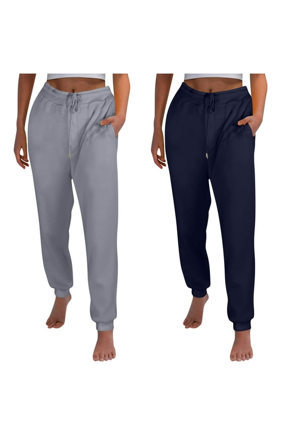Joggers for Women High Waist Workout Yoga Sweatpants Plus Size Warm Lounge Pants with Pockets 2 Pc