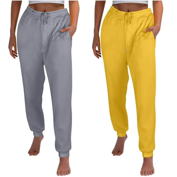 DJskiyers Joggers for Women High Waist Workout Yoga Sweatpants Plus Size Warm Lounge Pants with Pockets 2 Pc