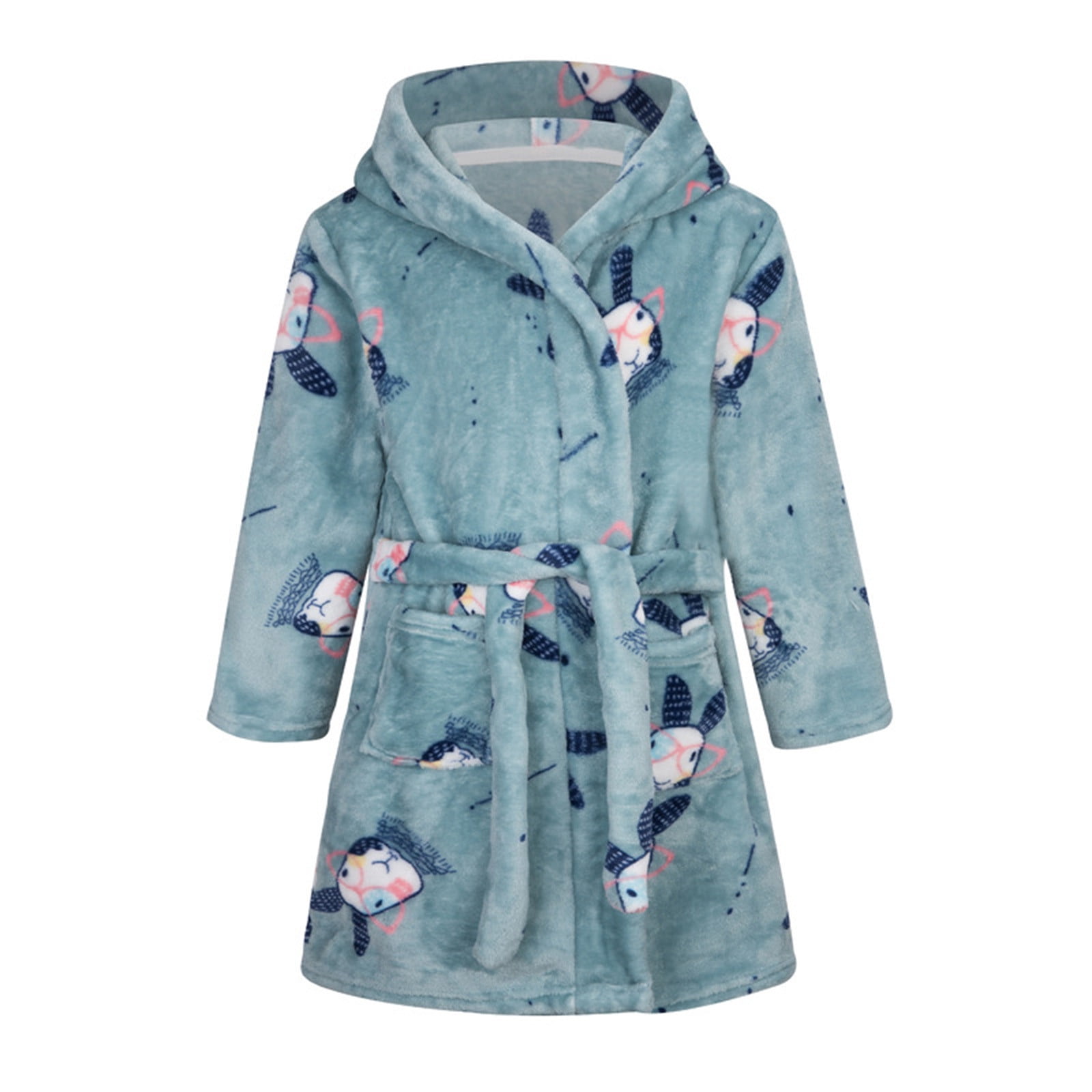 DJskiyers Kids Bathrobe Toddler Comfy Hooded Shower Robe Soft Fuzzy ...