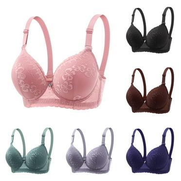 DJskiyers Minimizer Bra for Women Lace Everyday Bras Embroidered Underwire Bra Full Coverage Bras Comfortable Plus Size Bra Breathable Push Up Bralette