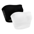 thumbnail image 1 of DJskiyers Seamless Bandeau Bra for Women 2 Pack Strapless Bralettes Push Up Bras Stretchy Wirefree Bra Plus Size Crop Tube Top 2 Packs Bras, 1 of 8