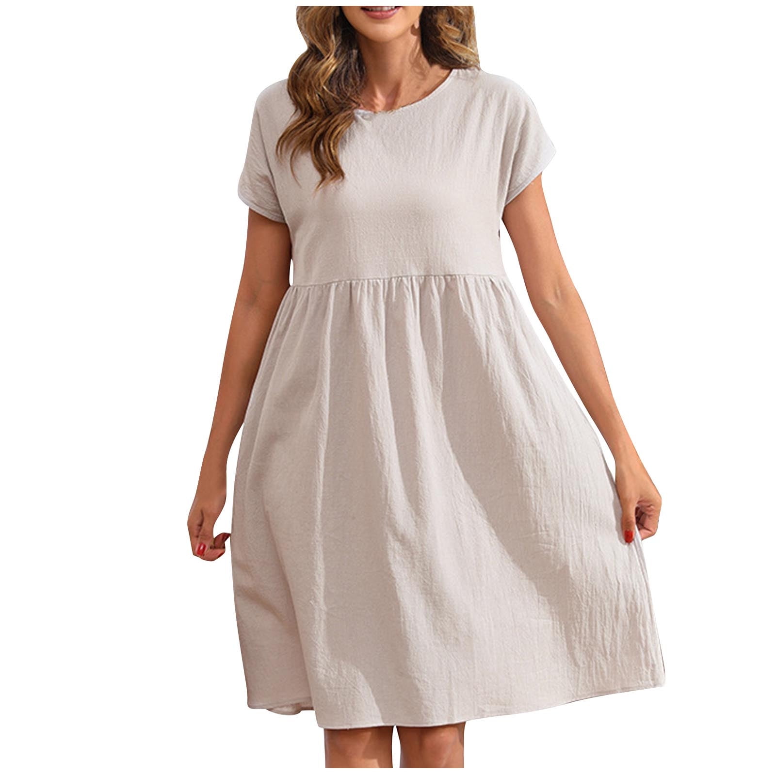 Women's Plus Size Cotton Linen Maxi Dress - Short Sleeve Oversized Shirt Dress For Beach, Summer & Casual Wear Womens Linen Dress Women's Plus Size Cotton Linen Maxi Dress - Short Sleeve Oversized Shirt Dress For Beach, Summer & Casual Wear Womens Linen Dress