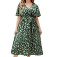 thumbnail image 1 of DJskiyers Summer Midi Dresses For Women Floral Plus Size Dresses V Neck Sundress Fashion Empire Waist Dress Short Sleeve Boho Dress, 1 of 8