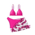 thumbnail image 1 of DJskiyers Teen Girl's 3 Piece Bikini Set Floral Wrap Swimsuit Hawaii Swimwear Cute Ruched Bathing Suit with Drawstring Beach Skirt, 1 of 5