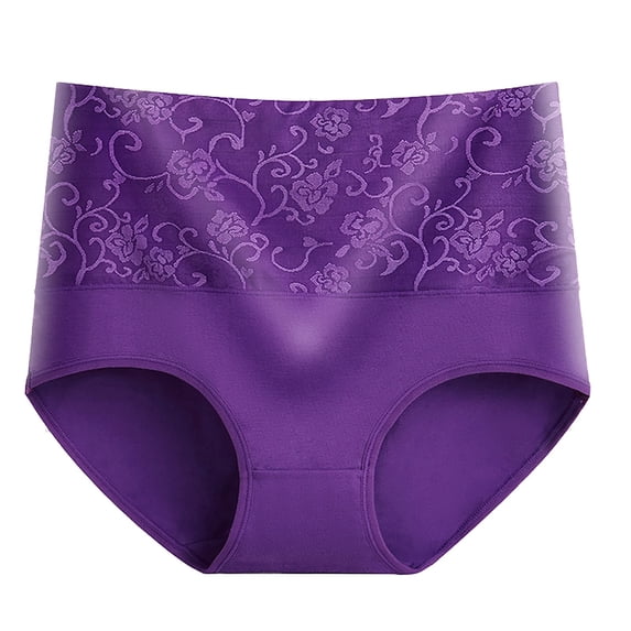 DJskiyers Tummy Control Panties for Women Full Coverage Cotton Underwear Floral High Waist Briefs Seamless Comfort Underpants