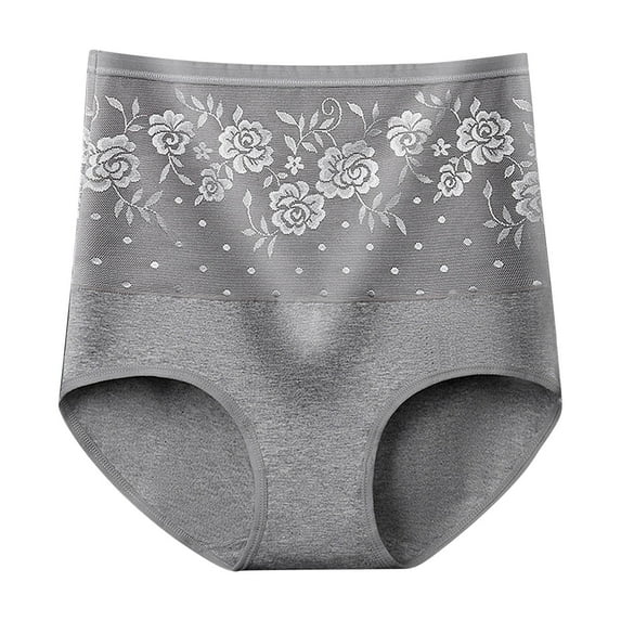 DJskiyers Tummy Control Panties for Women Full Coverage Cotton Underwear Floral High Waist Briefs Seamless Comfort Underpants