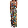 thumbnail image 1 of DJskiyers Women Summer Jumpsuit Casual Boho Romper Sleeveless Holiday Overalls Printed Wide Leg Jumper Fashion Loose Playsuit with Pockets, 1 of 4