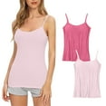 thumbnail image 1 of DJskiyers Women's Camisoles with Built in Bra Plus Size Cotton Tank Tops Basic Comfy Sleeveless Tee Shirts Pack of 2, 1 of 1