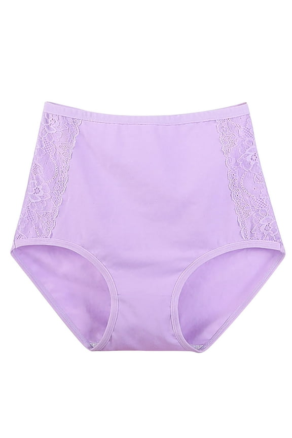 Women's Cotton Panties Plus Size Soft Stretch Underwear Full Coverage Tummy Control Brief Lace Seamless Underpants