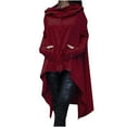 thumbnail image 1 of DJskiyers Women's Pullover Long Hoodie Casual Irregular Hem Hooded Blouse Loose Tunic Long Sleeve Sweatshirts Drawstring Solid Tops, 1 of 8