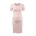 thumbnail image 1 of DJskiyers Women's Short Sleeve Maternity Dress Stretch Ruched Pregnancy Clothes Soft Bodycon Dresses for Baby Shower Daily, 1 of 3