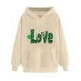 thumbnail image 1 of DJskiyers Women's St. Patricks Day Hoodies Shamrock Clover Print Hooded Sweatshirts Paddy's Day Heart Graphic Casual Pullover Loose Holiday Tops, 1 of 4