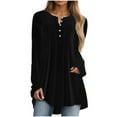 thumbnail image 1 of DJskiyers Women's Tops Velvet Long Sleeve Shirts Button V Neck Tunic Tops Loose Fit Casual Blouses Trendy Velour Tshirts Tees, Plus Size Tops for Women, Velvet Tops for Women, 1 of 3
