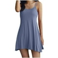 thumbnail image 1 of DJskiyers Womens Built in Bra Camisole Crew Neck Nightgown Spaghetti Straps Tank Dress Sleeveless Chemise Trendy Night Dress, 1 of 6