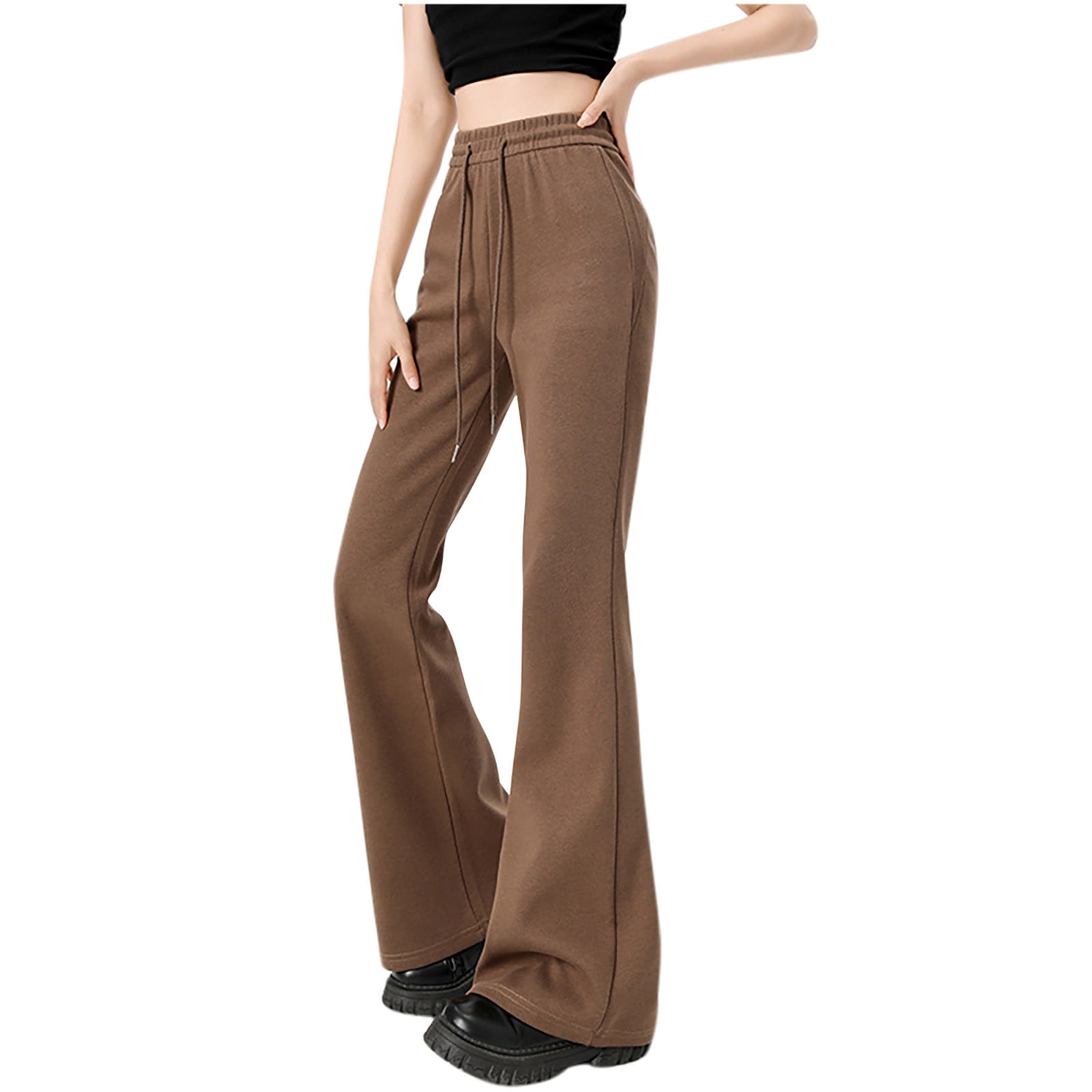 DJskiyers Womens Cotton Yoga Pants Y2K Elastic Waist Sweatpants Flare