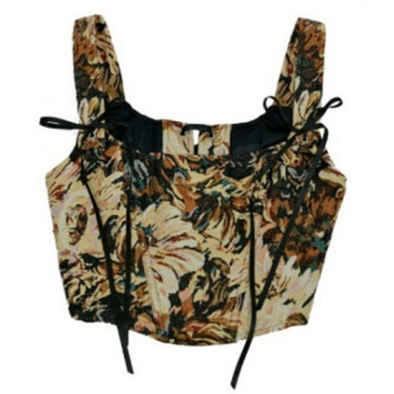 DJskiyers Womens Fashion Vintage Corsets Floral Embroidered Bustier Tops Plus Size Underbust Renaissance Bodyshaper Cami Party Bodice