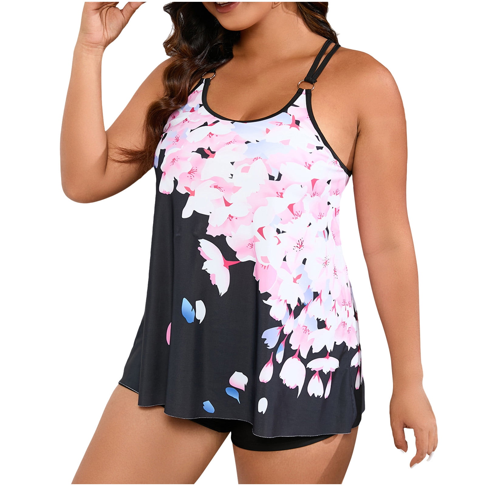 DJskiyers Womens Plus Size Bathing Suits Two Piece Tankini Sets Modest ...