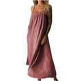 thumbnail image 1 of DJskiyers Womens Plus Size Dress Linen Vacation Dress Spaghetti Straps Midi Dress Casual Loose Sundress Trendy Swing Dress, 1 of 6