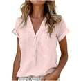 thumbnail image 1 of DJskiyers Womens Short Sleeve Shirts Button Down Shirt Tops V Neck Collared Blouses Summer Casual Tshirts with Pockets, 1 of 5