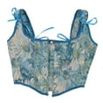 thumbnail image 1 of DJskiyers Womens Vintage Bustier Corset Top Linen Lace up Corsets Floral Boned Crop Tops Renaissance Bodyshaper, 1 of 9