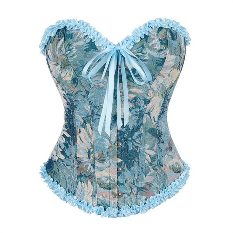 DJskiyers Womens Vintage Overbust Corset Bustier Top Floral