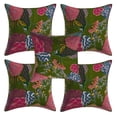 thumbnail image 1 of DK Homewares Boho Decorative Accent Throw Pillow Covers 16 Inch Cotton Kantha Tropicana Ethnic Square Sofa Cushion Covers (Size - 40x40 cm ; Color: Olive Green ) - Set of 5 Pcs (Cover Only), 1 of 4