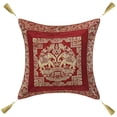 thumbnail image 1 of DK Homewares Decorative Throw Cushion Cover 18x18 Inch Brocade Jacquard Weave Indian Square Elephant Cushion Cover (Size - 45x45 cm ; Color: Burgundy Maroon & Gold ) - 1 Pcs (Cover Only), 1 of 3