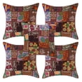 thumbnail image 1 of DK Homewares Ethnic Throw Pillowcases 16x16 Inch Cotton Vintage Patchwork Decorative Square Embroiderded Cushion Covers (Size - 40x40 cm ; Color: Dark Brown ) - Set of 5 Pcs (Cover Only), 1 of 1