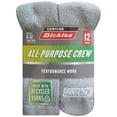 Dickies Men's Value Work Crew Sock, 12 Pack Lt Grey Size 612