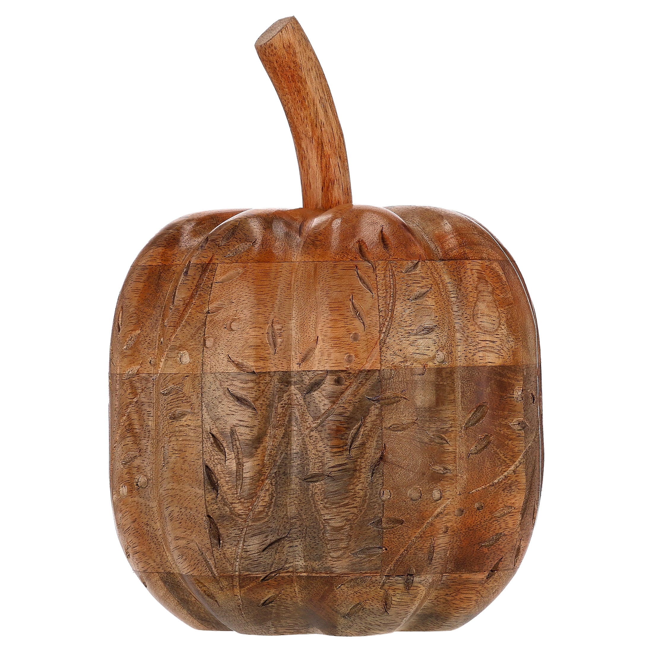 Wood Carved Tall Pumpkin Tabletop Decoration, Brown, 8.75", Fall by Way To Celebrate