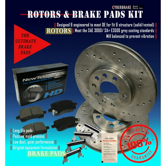 DK1542-4D Rear Drilled Rotors and Ultimate HD Ceramic Brake Pads and Hardware Kit
