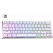 DK63 60% Wireless Mechanical Gaming Keyboard | Bluetooth/2.4G/Wired Keyboard | RGB Backlit Compact 63 Keys Mini Office Keyboard | with Red Switch | for Windows Laptop PC Gamer Typist-White