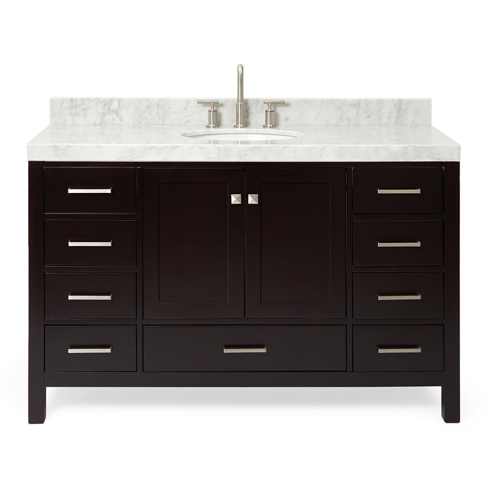 DKB Beckford 54-Inch Espresso Bathroom Vanity with Sink, 2-Inch Edge ...