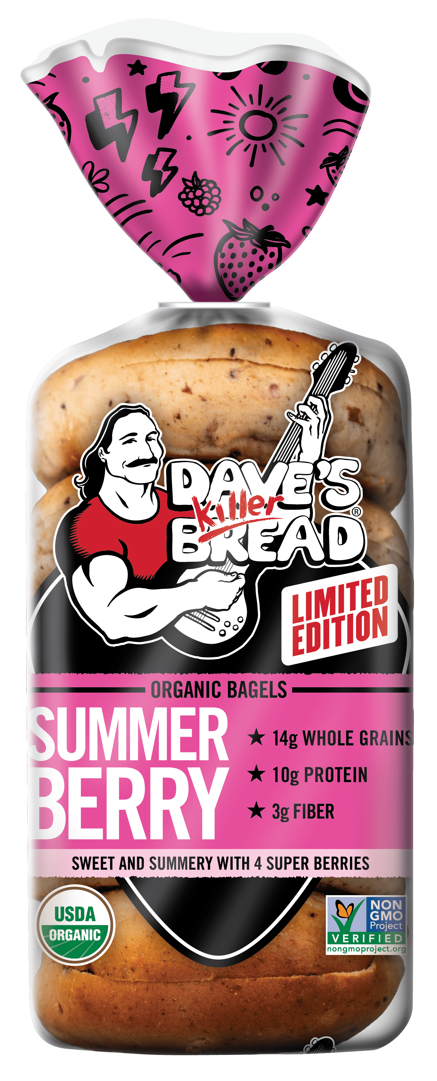 Dave's Killer Bread Summer Berry Bagels, Limited Edition Organic Bagels, 5 Count