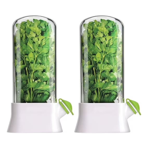 DKEones 2 Pack Fresh Herb Keeper Containers for Refrigerator- Storage for Herbs & Vegetables for Fridge