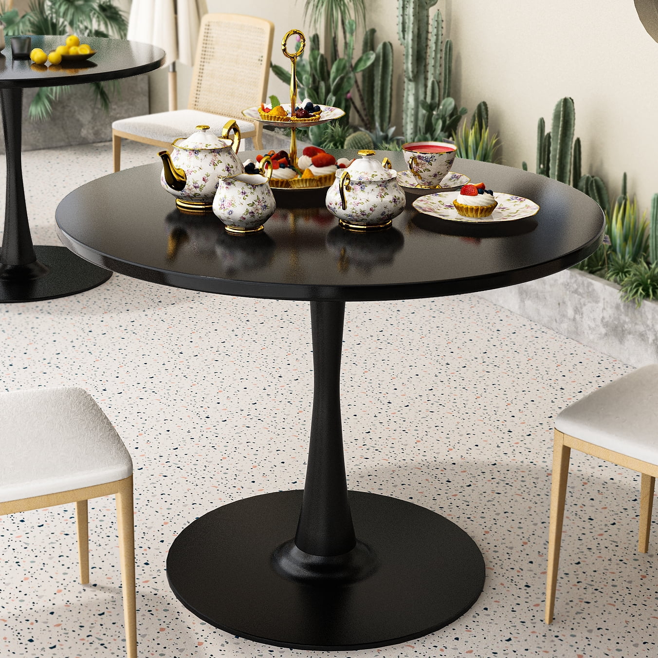 "DKLGG 31.5"" Black Round Dining Table, Mid-Century Modern Tulip Table ...