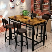 DKLGG 5 Piece Dining Set, Counter Height Dining Set with 4 Kitchen Upholstered Backrest Stool Chairs for Kitchen Dining Room, Small Space, Breakfast Nook, Cylindrical Bracket