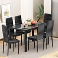 thumbnail image 1 of Cvortll Dining Table Set for 6, Tempered Glass Kitchen Table Sets with Chairs, 7-Pieces Modern Dining Room Set for Small Space, Apartment, Black, 1 of 9